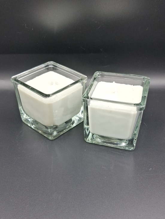 Other - Lilly Of The Valley White Square Glass  Soy Home Made Candle - Home Accents